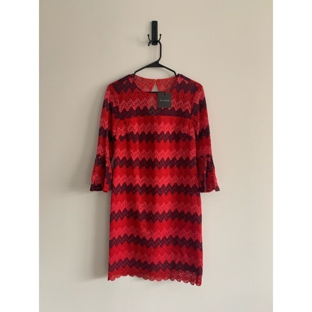 NWT ST JOHN Crimson Printed Dress